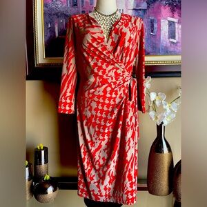 Nine West Long Sleeve Faux Wrap Dress